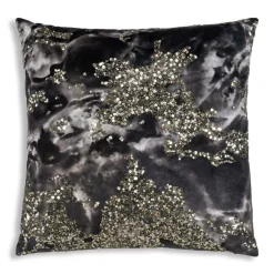 Inspire Me! Cloud9d Amal – Charcoal Digital Printed Pillow W/ Gold And Silver Print – 22″ X 22″ Hot