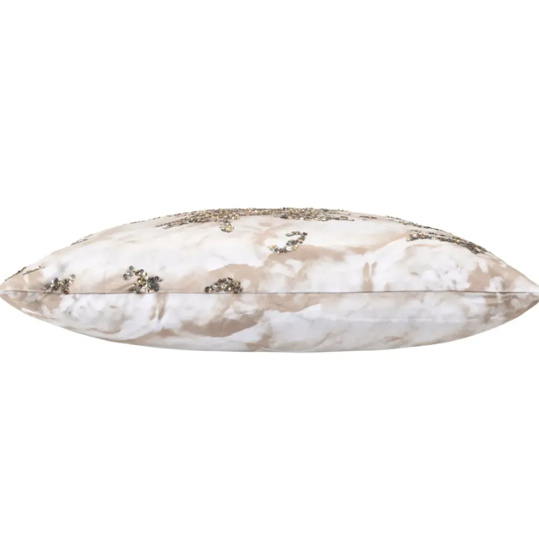 Inspire Me! Cloud9d Amal – Ivory/Beige Digital Printed Pillow W/ Gold And Silver Print – 22″ X 22″ PILLOWS, RUGS, & THROWS Clearance