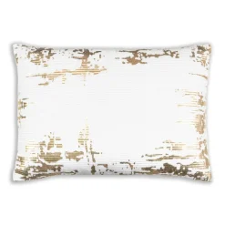 Inspire Me! Cloud9d Asra – Oblong White Velvet Pillow W/ Quilting And Shiny Gold Foil Print – 20″ X 14″ Online