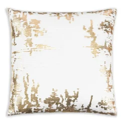 Inspire Me! Cloud9d Lena – Ivory Velvet Pillow 5″ Top Beaded In Gold Beadwork – 20″ X 14″ New