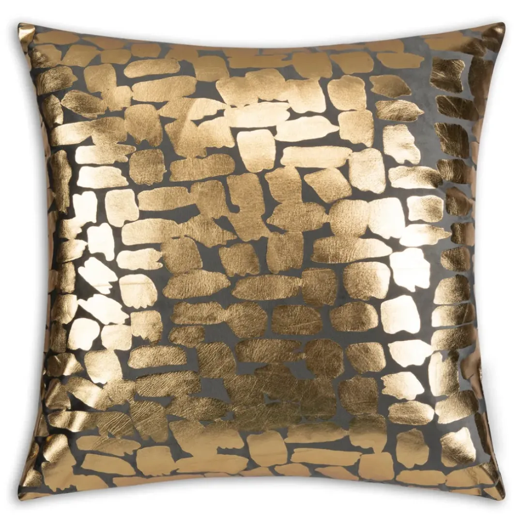 Inspire Me! Cloud9d Leyla – Grey Velvet Pillow W/ Hand Painted Gold Brushstrokes – 20″ X 20″ PILLOWS, RUGS, & THROWS Clearance