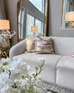 Inspire Me! Cloud9d PILLOWS, RUGS, & THROWS Becca Ivory And Gold Pillow – 14″ X 20″ Outlet