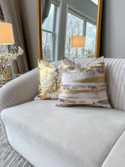 Inspire Me! Cloud9d PILLOWS, RUGS, & THROWS Becca Ivory And Gold Pillow – 14″ X 20″ Outlet
