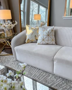 Inspire Me! Cloud9d PILLOWS, RUGS, & THROWS Elise Ivory Gold Pillow – 14″ X 20″ New