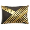 Inspire Me! Cloud9d PILLOWS, RUGS, & THROWS Leyla – Charcoal Velvet Pillow W/ Hand Painted Gold Brushstrokes – 20″ X 20″ New