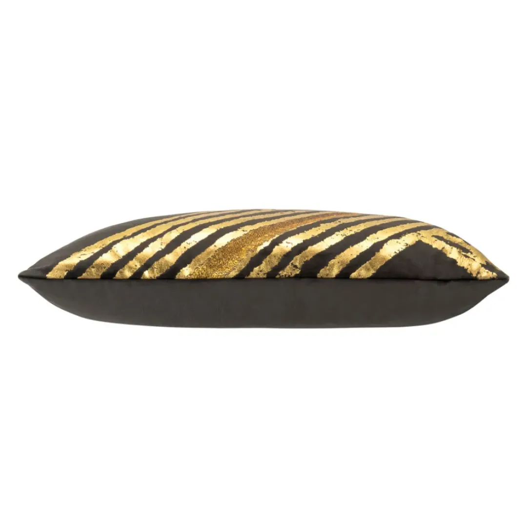 Inspire Me! Cloud9d PILLOWS, RUGS, & THROWS Leyla – Charcoal Velvet Pillow W/ Hand Painted Gold Brushstrokes – 20″ X 20″ New