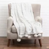 Inspire Me! Cloud9d Rami – Faux Fur Throw W/ Silver Metallic Printing And Pom Pom Trim – 60″ X 50″ Best