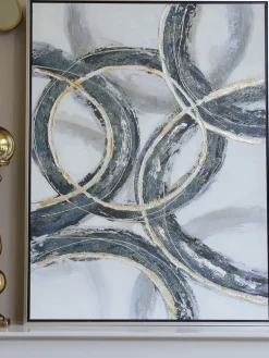 Inspire Me! Home Decor Abstract Teal And Gold- Circle Wall Art Outlet