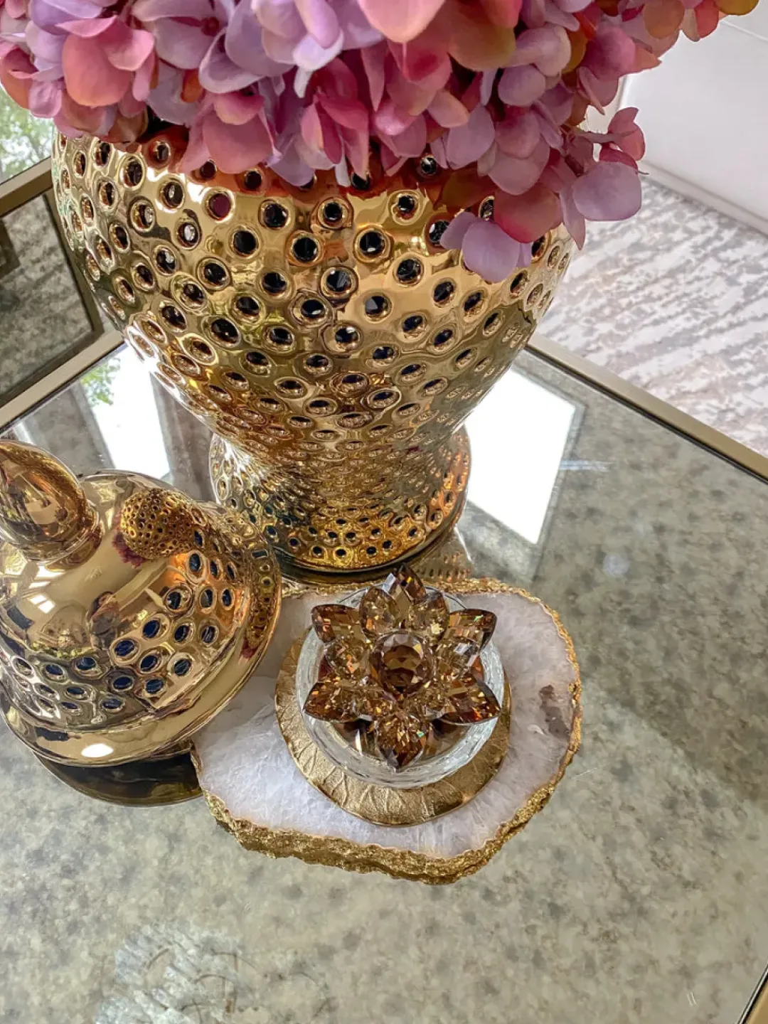 Inspire Me! Home Decor Amber Crystal Flower Box Hot