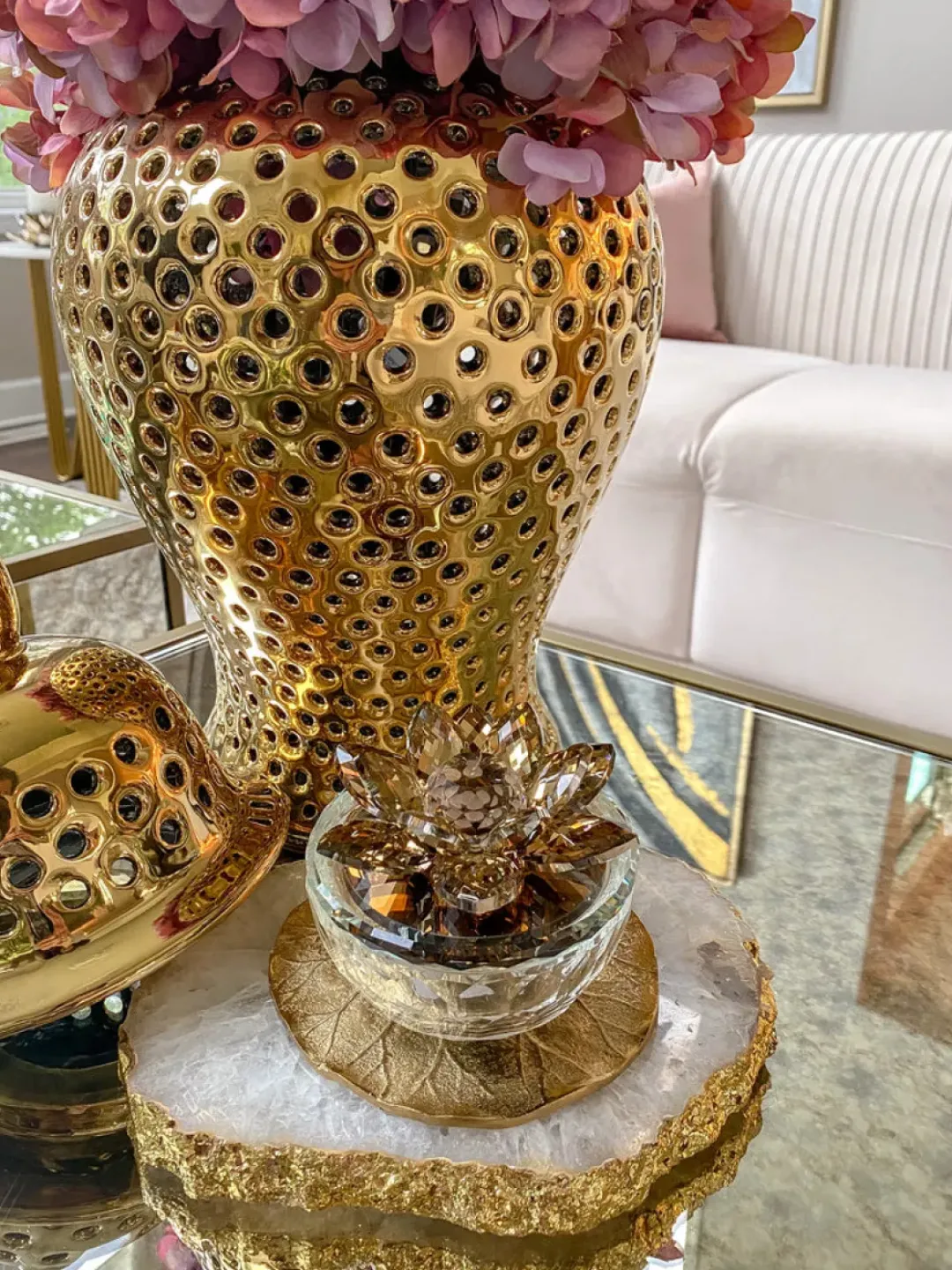 Inspire Me! Home Decor Amber Crystal Flower Box Hot