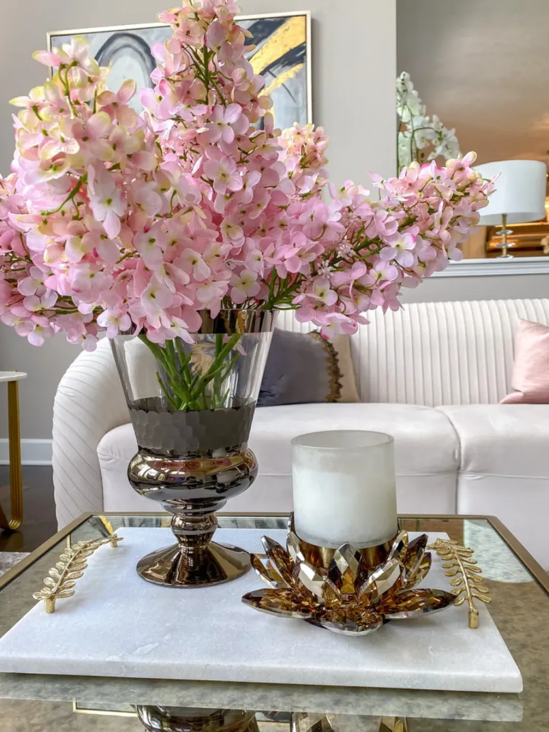 Inspire Me! Home Decor Amber Crystal Flower Candle Holder Clearance