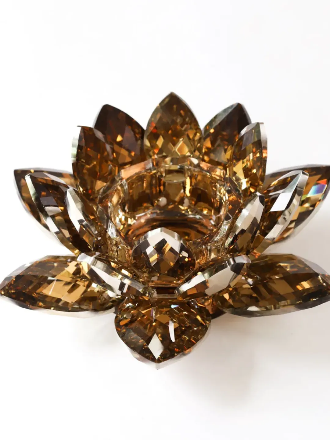 Inspire Me! Home Decor Amber Crystal Flower Candle Holder Clearance