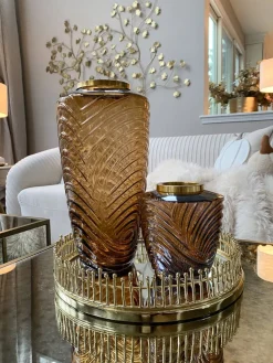 Inspire Me! Home Decor Amber Glass Textured Vase (2 Sizes) Online