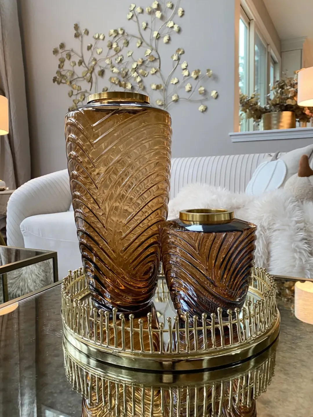 Inspire Me! Home Decor Amber Glass Textured Vase (2 Sizes) Online