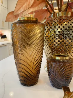 Inspire Me! Home Decor Amber Glass Textured Vase (2 Sizes) Online