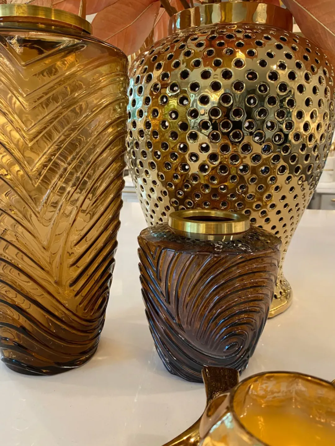 Inspire Me! Home Decor Amber Glass Textured Vase (2 Sizes) Online