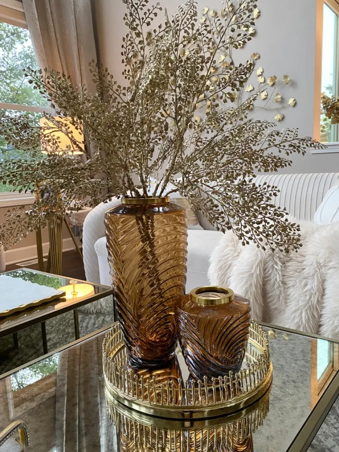 Inspire Me! Home Decor Amber Glass Textured Vase (2 Sizes) Online