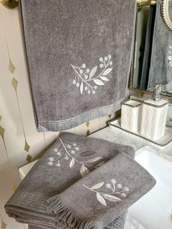 Inspire Me! Home Decor BATHROOM Granite Towel With Leaf & Vine Pattern (3 Sizes) Sale