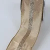 Inspire Me! Home Decor Beige And Glitter Ribbon Gold Discount