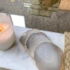 Inspire Me! Home Decor Beige Stone Agate Coasters W/ Gold Edge ( Set Of 4) Fashion