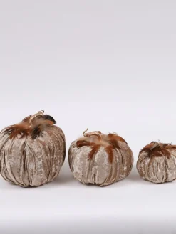 Inspire Me! Home Decor Beige Velvet Feather Pumpkins (3 Sizes) SEASONAL Discount