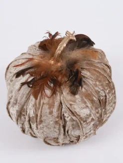 Inspire Me! Home Decor Beige Velvet Feather Pumpkins (3 Sizes) SEASONAL Discount