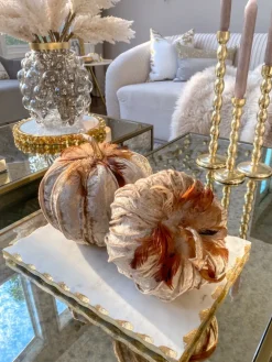 Inspire Me! Home Decor Beige Velvet Feather Pumpkins (3 Sizes) SEASONAL Discount