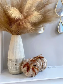 Inspire Me! Home Decor Beige Velvet Feather Pumpkins (3 Sizes) SEASONAL Discount