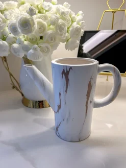 Inspire Me! Home Decor Black And Gold Metallic Peony Coffee Cup & Saucer New