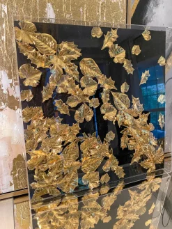 Inspire Me! Home Decor Black And Metallic Gold Leaf Shadow Box Wall Art Hot