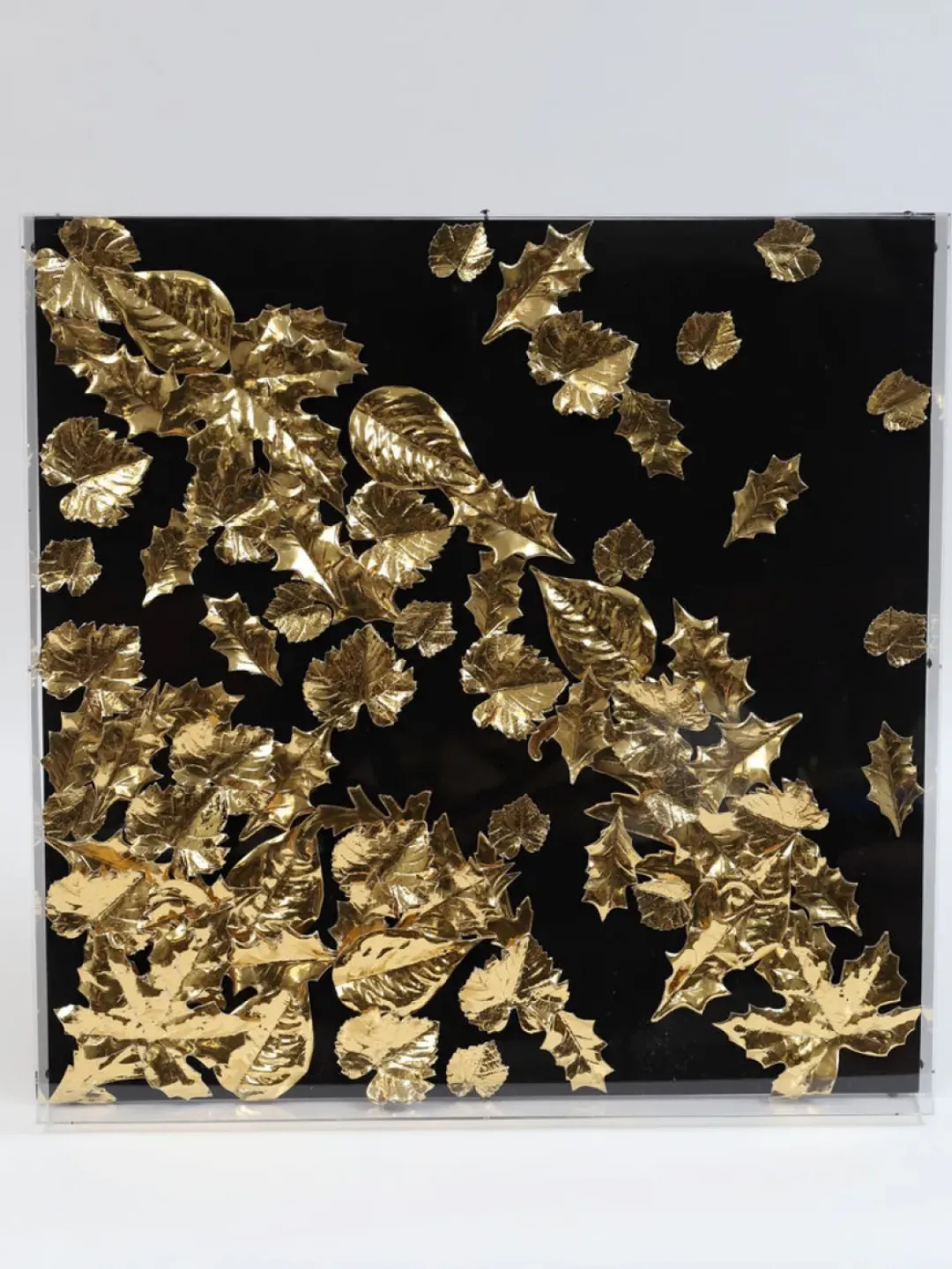 Inspire Me! Home Decor Black And Metallic Gold Leaf Shadow Box Wall Art Hot