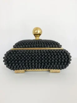 Inspire Me! Home Decor Black Studded Box W/ Gold Detailing Fashion