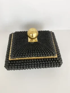 Inspire Me! Home Decor Black Studded Box W/ Gold Detailing Fashion