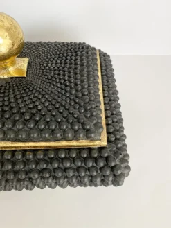 Inspire Me! Home Decor Black Studded Box W/ Gold Detailing Fashion