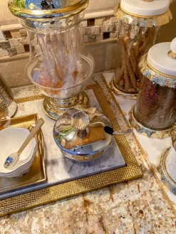 Inspire Me! Home Decor Blue Hibiscus Ginger Jar With Gold Detail Sale