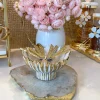 Inspire Me! Home Decor Blue Textured Round Vase With Gold Base Sale