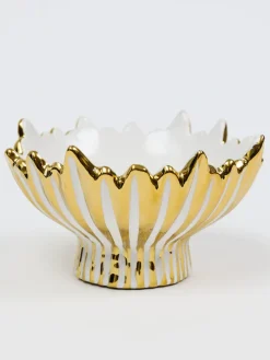 Inspire Me! Home Decor Blue Textured Round Vase With Gold Base Sale
