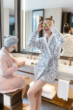 Inspire Me! Home Decor Blush Pink Plush Bath Robe With Pockets (2 Sizes) Discount