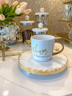 Inspire Me! Home Decor Bone China Gold & White Dotted Cup & Saucer Sale