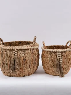 Inspire Me! Home Decor Braided Baskets With Beaded Tassel (Set Of 2) Hot