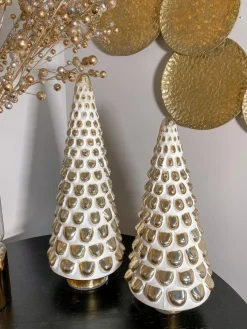 Inspire Me! Home Decor Ceramic Gold And White Pine Tree (2 Sizes) Outlet
