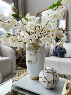 Inspire Me! Home Decor Ceramic White And Gold Orb Clearance