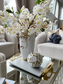 Inspire Me! Home Decor Ceramic White And Gold Orb Clearance