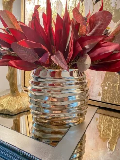 Inspire Me! Home Decor Ceramic Large Grey Vase W/ Gold Raised Design Clearance