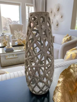 Inspire Me! Home Decor Champagne Ceramic Cut-Out Vase Hot
