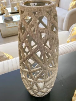 Inspire Me! Home Decor Champagne Ceramic Cut-Out Vase Hot