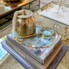 Inspire Me! Home Decor Circle Marble Coasters With Gold Edge Discount