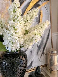 Inspire Me! Home Decor Clear Glass Vase With Champagne Gold Patterned Base Clearance