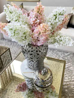 Inspire Me! Home Decor Clear Glass Vase With Champagne Gold Patterned Base Clearance
