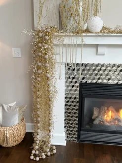 Inspire Me! Home Decor Crystal Glitter And Beaded Edge Leaf Spray Clearance